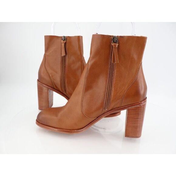 Sofft Santee Heeled Ankle Boot Brown Leather Block Heel Size 10 M Zip Up Bootie - Picture 9 of 11